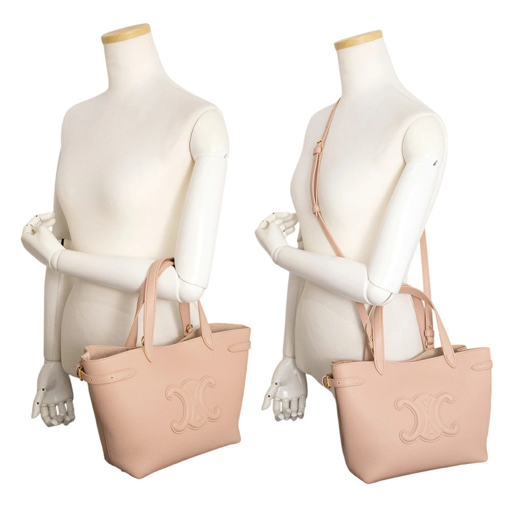 Celine Cabas Anais Cuir Triomphe Crossbody Shoulder Handbag Grained Soft Peach - Picture 8 of 9